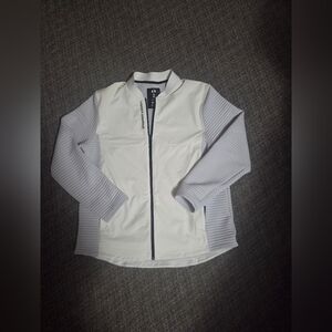 Under Armour White Jacket with Light Gray Ribbed Sleeves